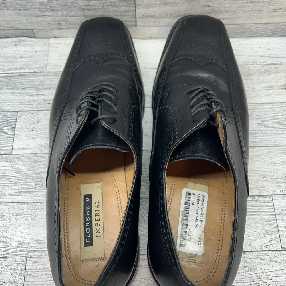 Florsheim Imperial Oxford Black Leather Wingtip Shoes 18193 Men Size‎ 11.5D
